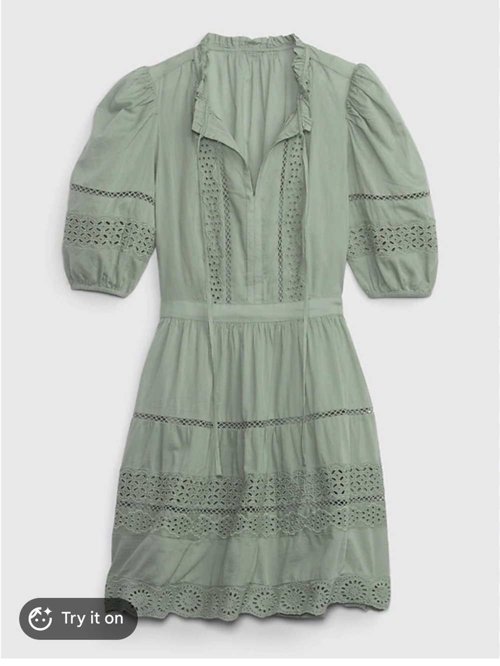 GAP Light Sage Green Eyelet Dress